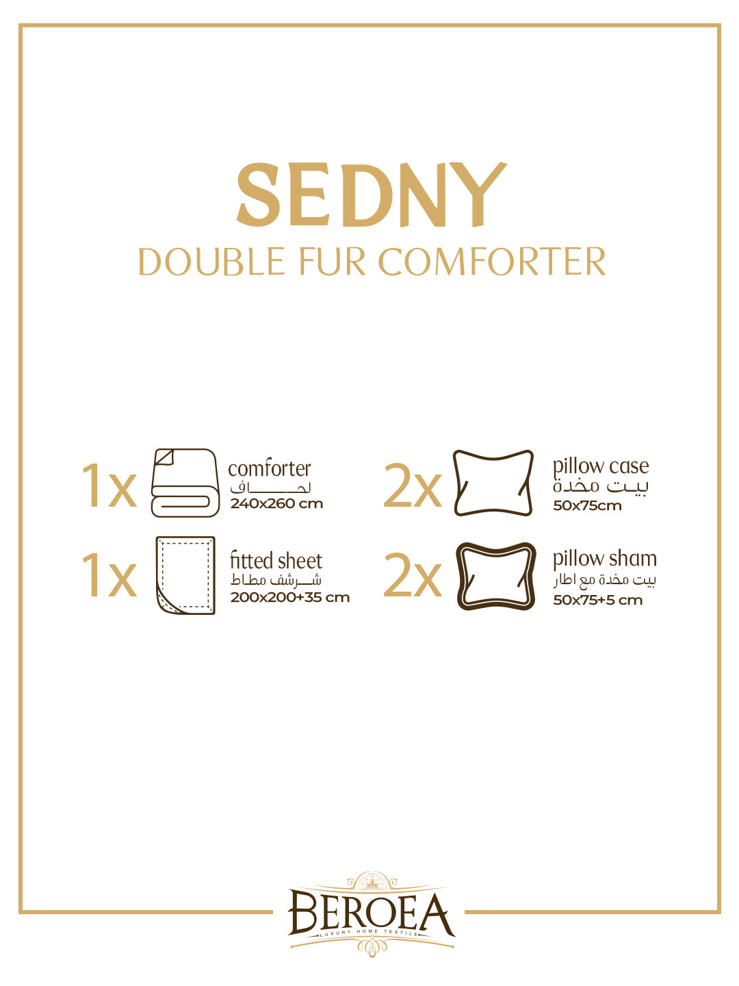 Sydney Two Face Fur Comforter Set 6 pcs — box contents