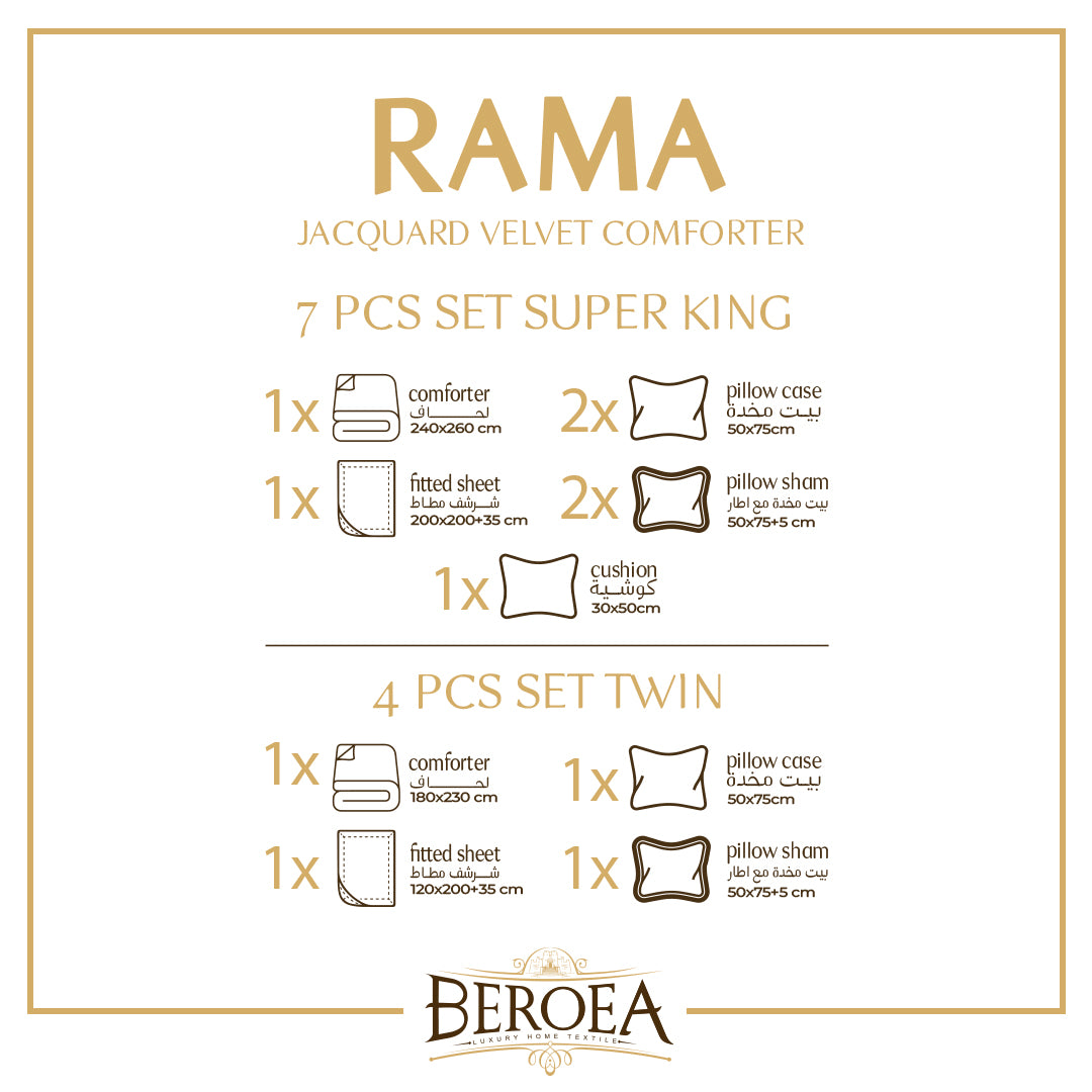 Rama Jacquard Velvet Fur Comforter 7 pieces set — box contents