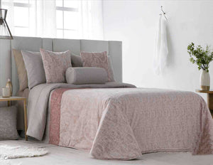 طقم لحاف مخمل إسباني سوبر كينغ 10 قطع روز و بيج كازالونا