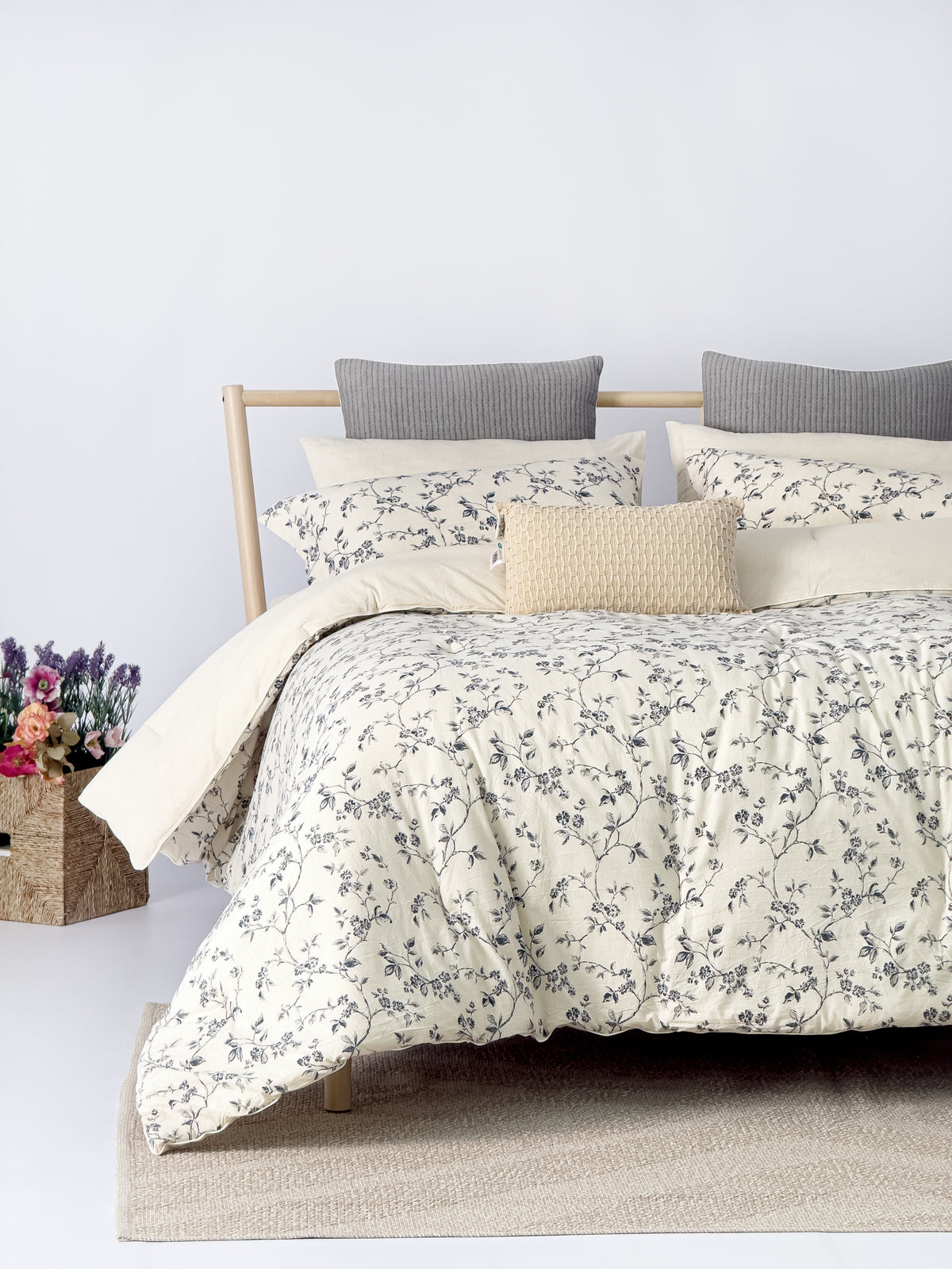 Lino 100% Linen Cotton Printed Comforter Set