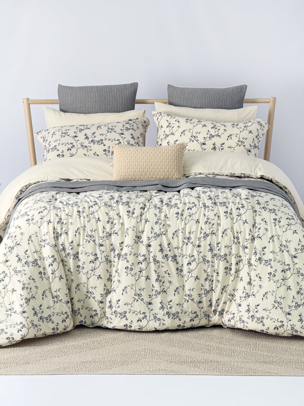 Lino 100% Linen Cotton Printed Comforter Set