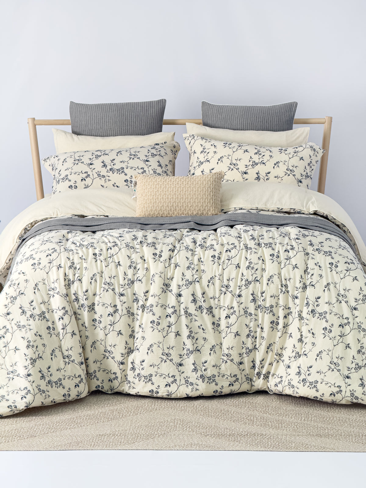 Lino 100% Linen Cotton Printed Comforter Set