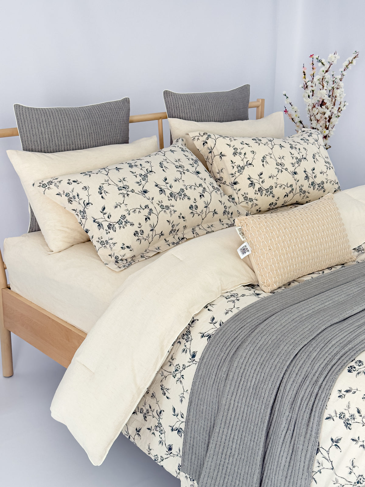 Lino 100% Linen Cotton Printed Comforter Set