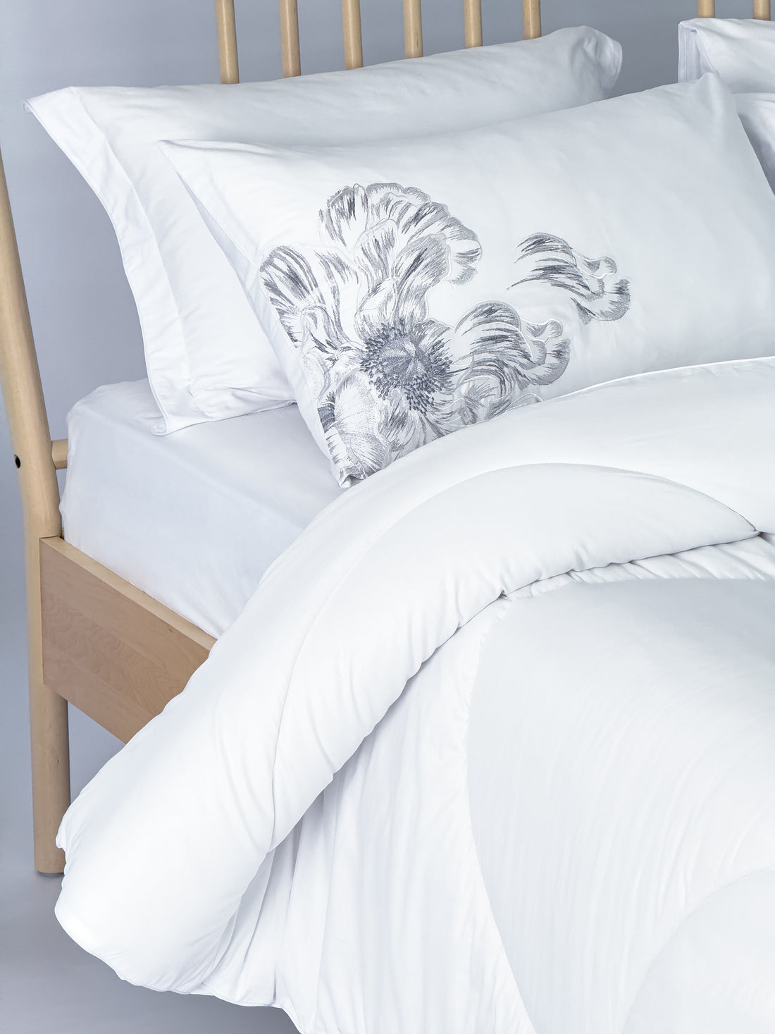 Elite Embroidery Solid Cotton 100% Comforter Set Queen Size 4 pcs