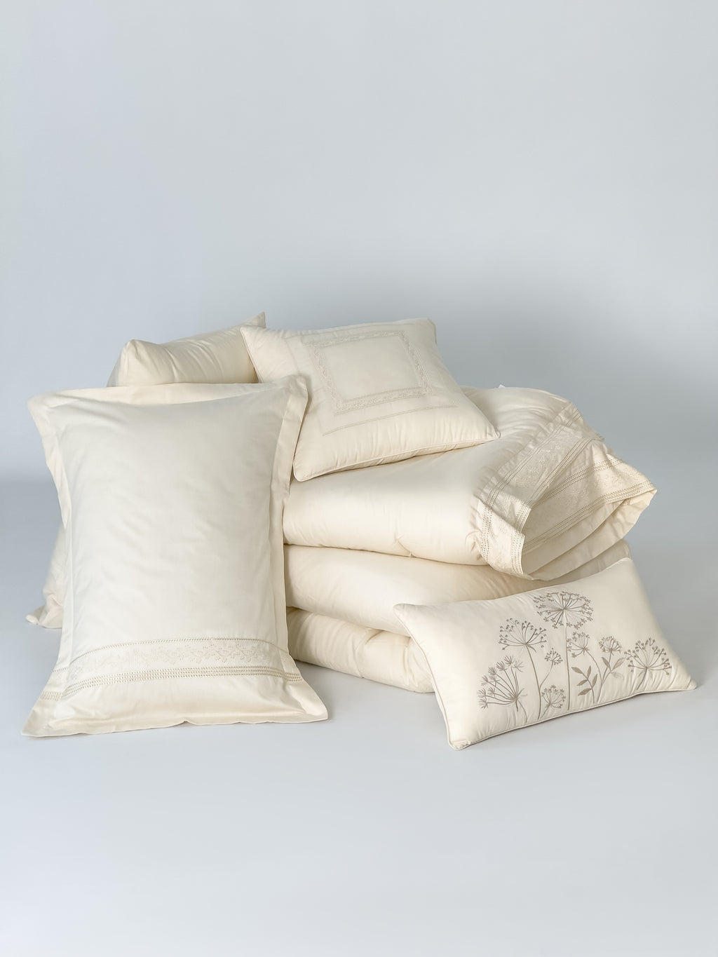 Taj Embroidery Solid 100% Cotton Comforter Set