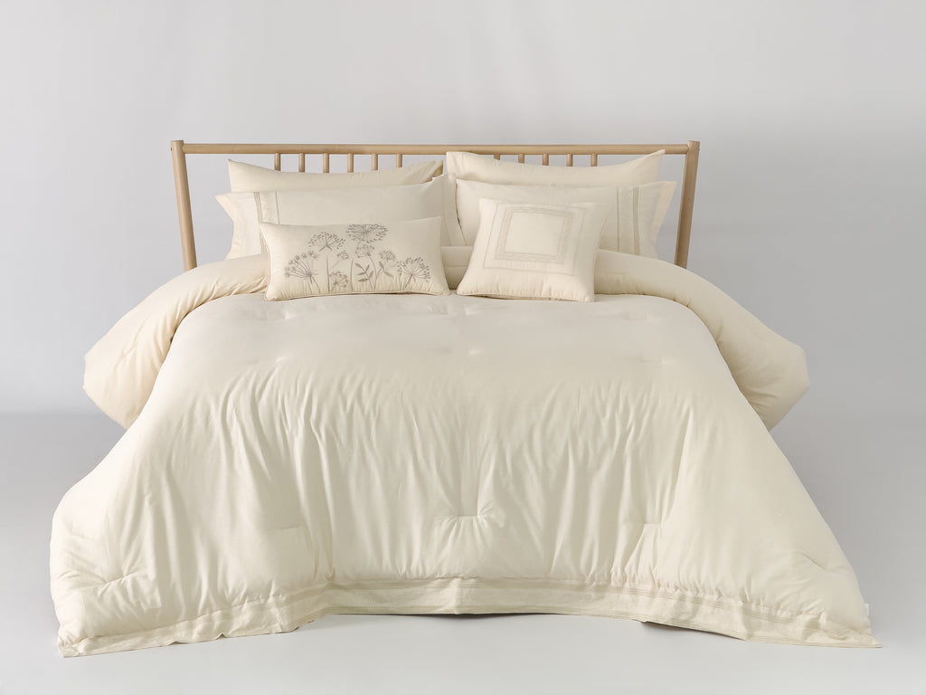 Taj Embroidery Solid 100% Cotton Comforter Set