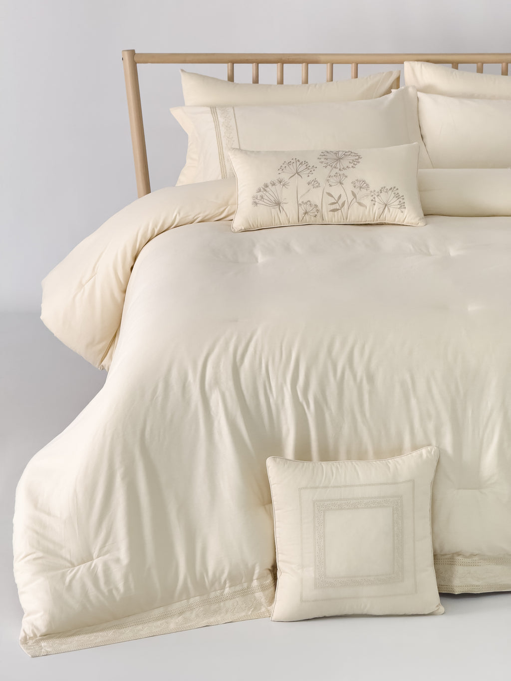 Taj Embroidery Solid 100% Cotton Comforter Set
