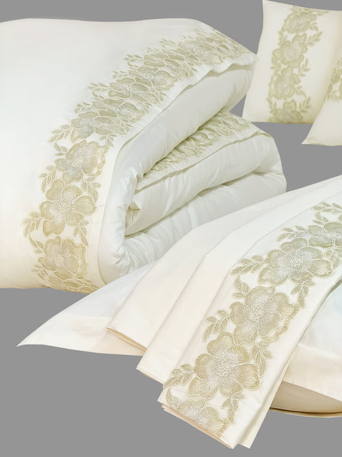 Crown Embroidery Solid Comforter Set
