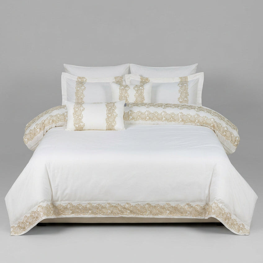 Crown Embroidery Solid Comforter Set