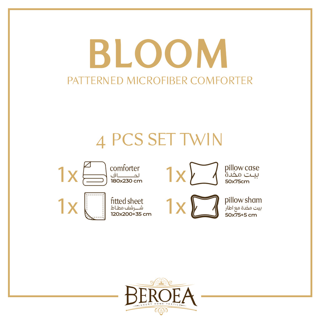 Bloom Patterned Comforter Set Single Size 4 PCS