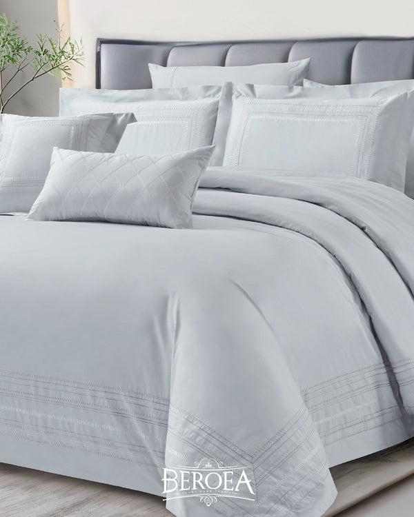 Taj Embroidery Solid Comforter Set Silver