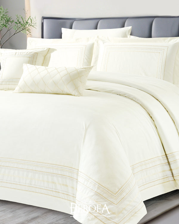 Taj Embroidery Solid Comforter Set Off-White