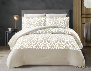 Anita Velvet Comforter Set L.Biege