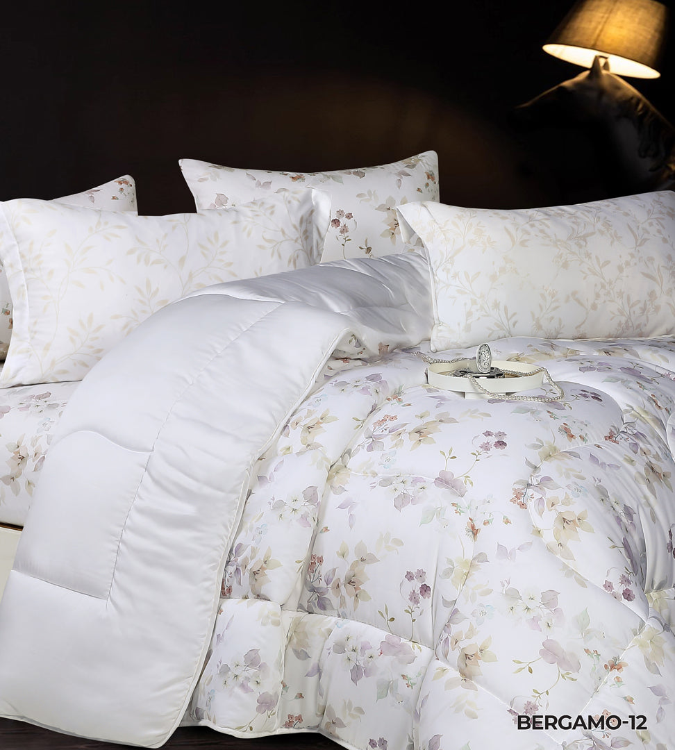 Bergamo Lyocell Printed Solid Comforter set Queen size 4 PCS