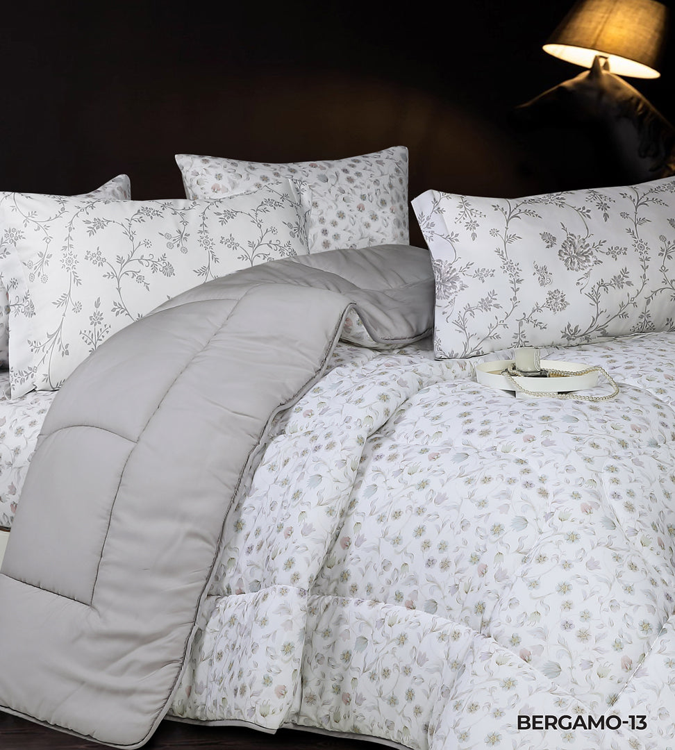 Bergamo Lyocell Printed Solid Comforter set Queen size 4 PCS