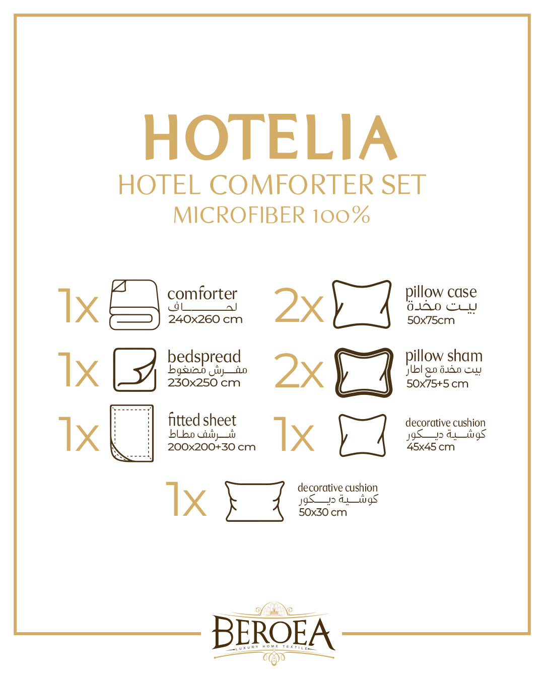 Hotelia Hotel Comforter Set 9 pcs — box contents