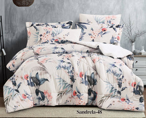 Sandrella Printed Velvet Fur Comforter Set off-white Super king size