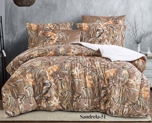 Sandrella Printed Velvet Fur Comforter Set Hazel Super king size