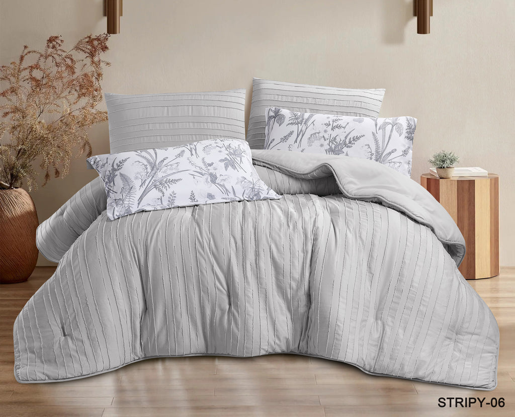 Stripy Solid Striped Comforter Set 6 PCS