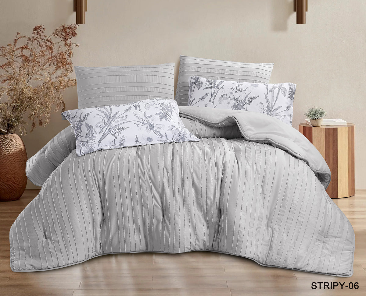 Stripy Solid Striped Comforter Set 6 PCS