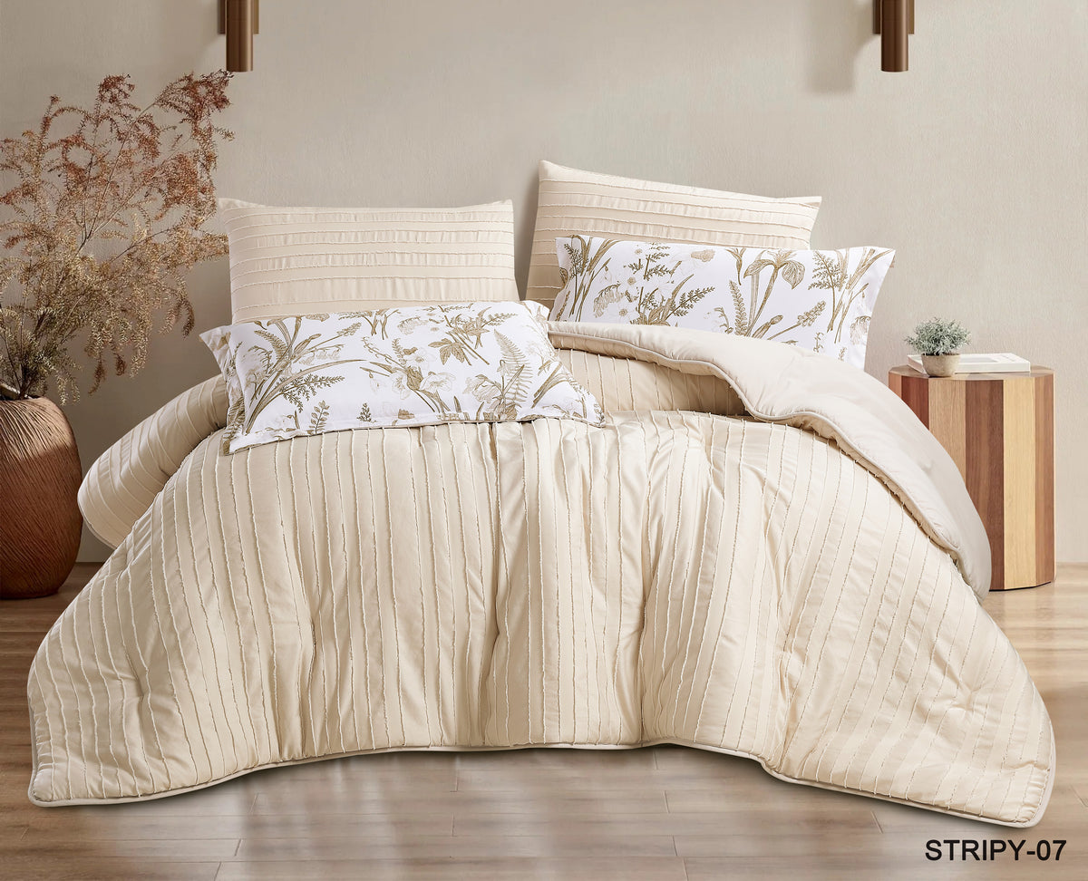 Stripy Solid Striped Comforter Set 6 PCS