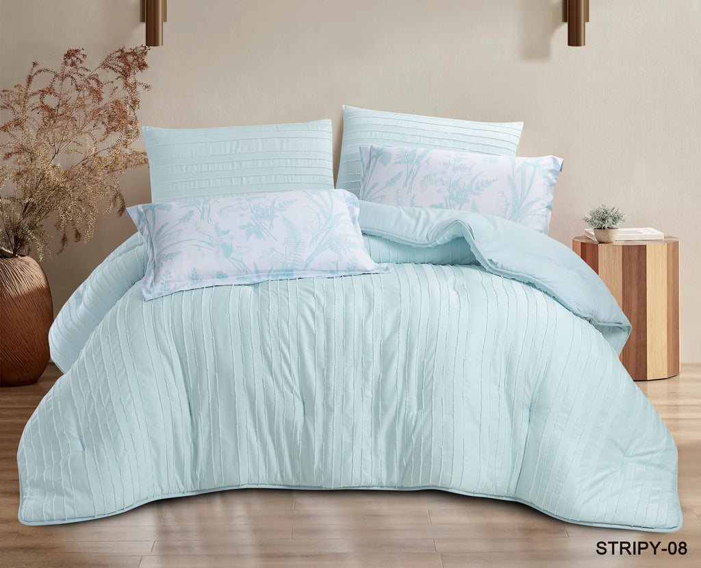 Stripy Solid Striped Comforter Set 6 PCS