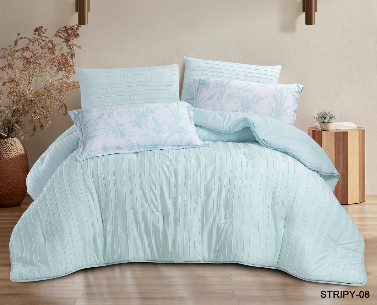 Stripy Solid Striped Comforter Set 6 PCS