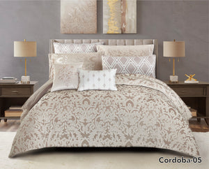 Cordoba Jacquard Velvet Fur Comforter 8 pieces set Dark Biege