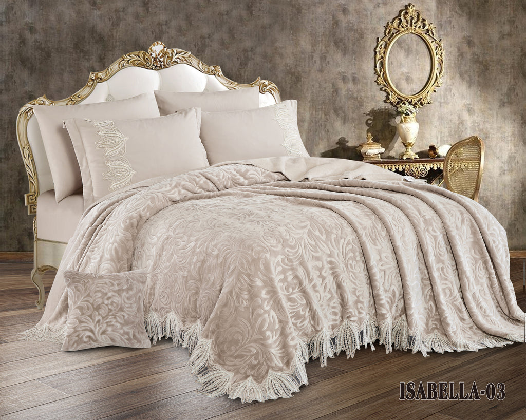 Isabella Double Fur Lace Blanket 7 Pieces set