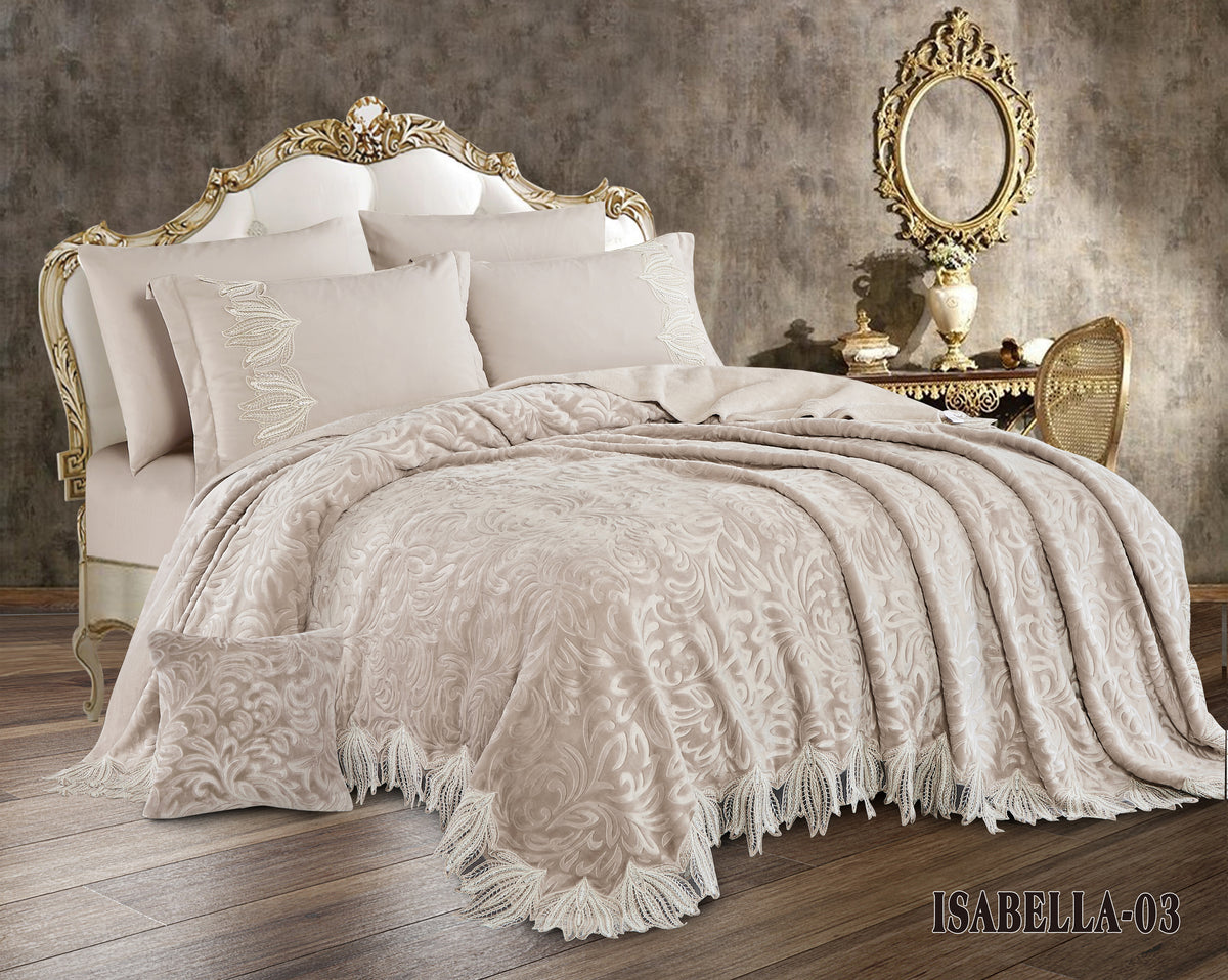 Isabella Double Fur Lace Blanket 7 Pieces set