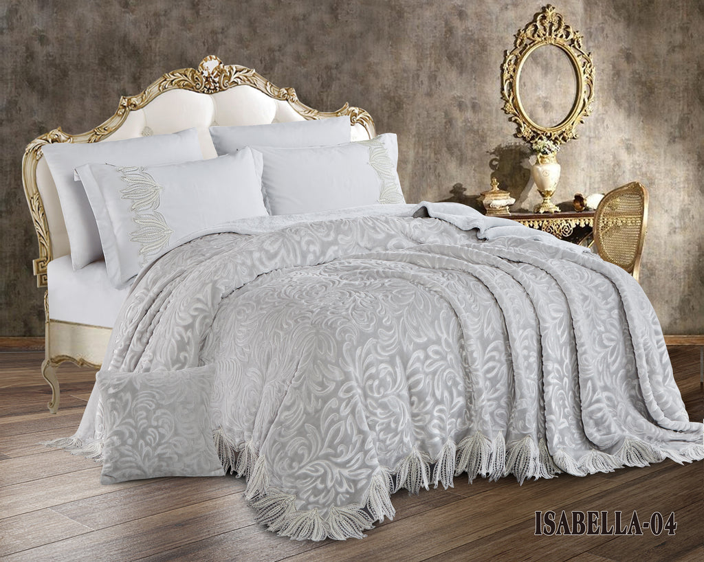 Isabella Double Fur Lace Blanket 7 Pieces set
