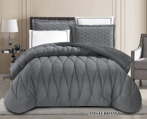 Amsterdam Velvet Fur Comforter set Grey