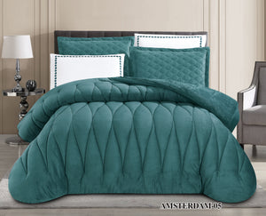 Amsterdam Velvet Fur Comforter set turquoise