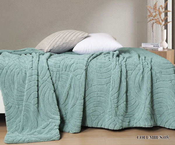 Columbus Tow Face Fur Blanket Turquoise