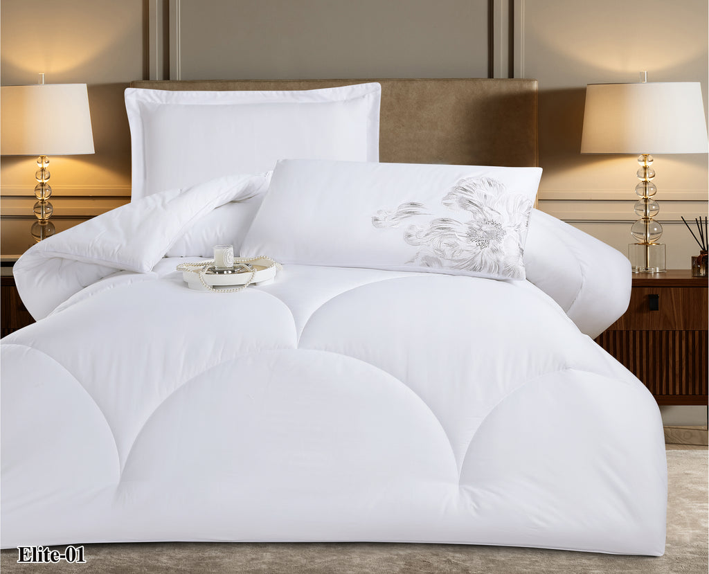 Elite Embroidery Solid Cotton 100% Comforter Set Single Size 4 PCS