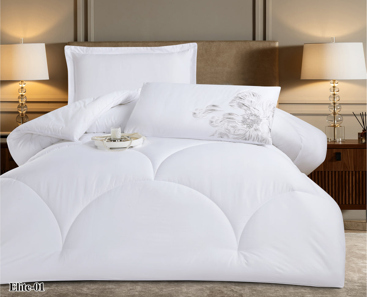 Elite Embroidery Solid Cotton 100% Comforter Set Single Size 4 PCS
