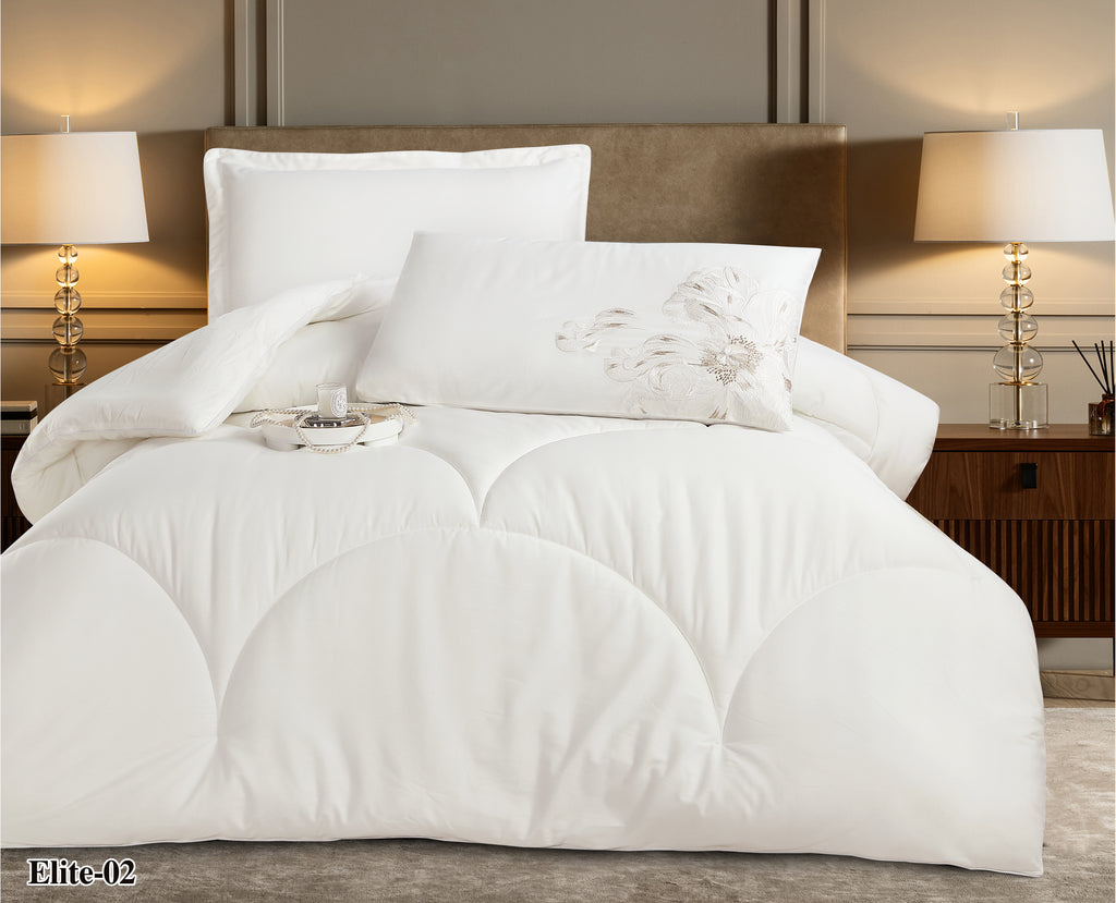 Elite Embroidery Solid Cotton 100% Comforter Set Single Size 4 PCS