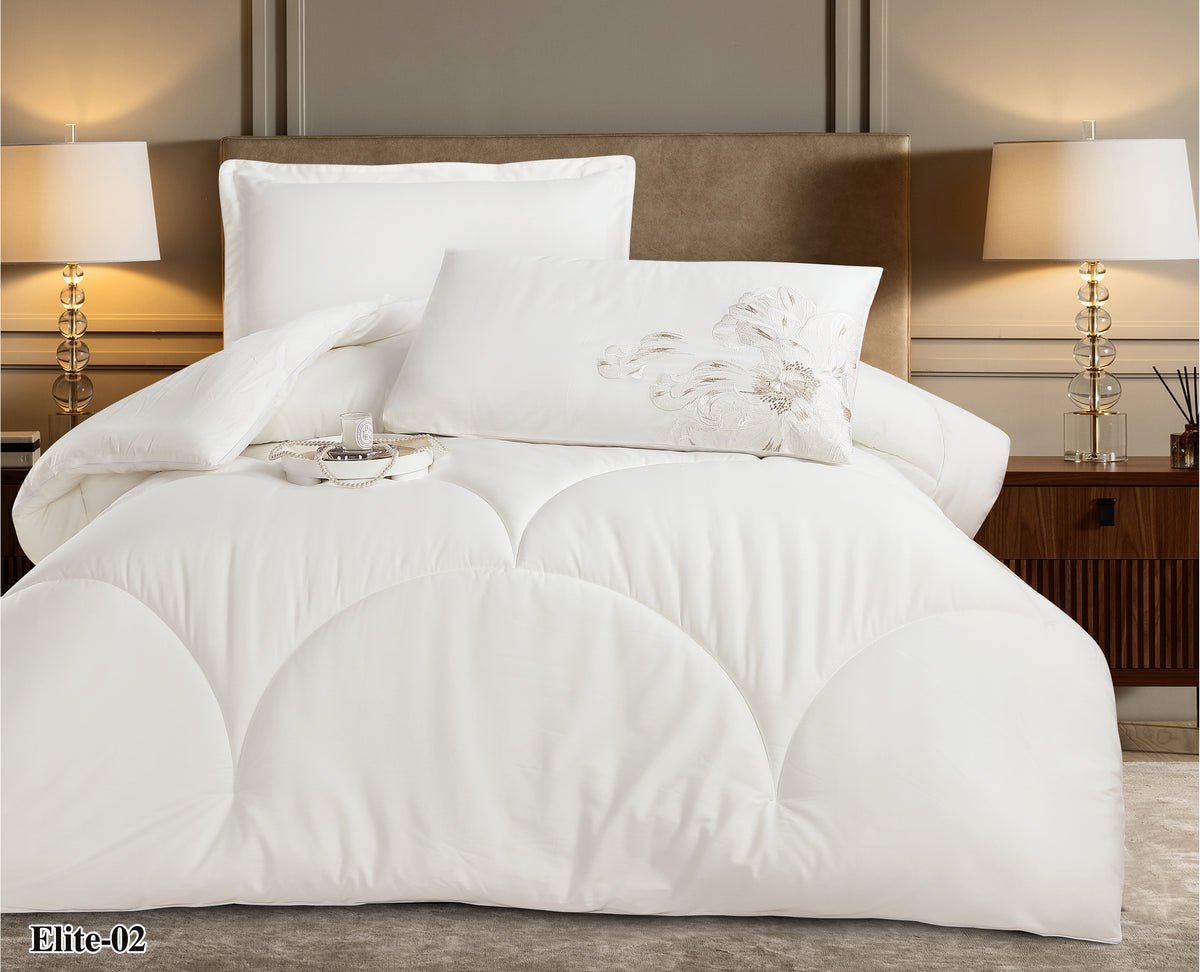 Elite Embroidery Solid Cotton 100% Comforter Set Single Size 4 PCS