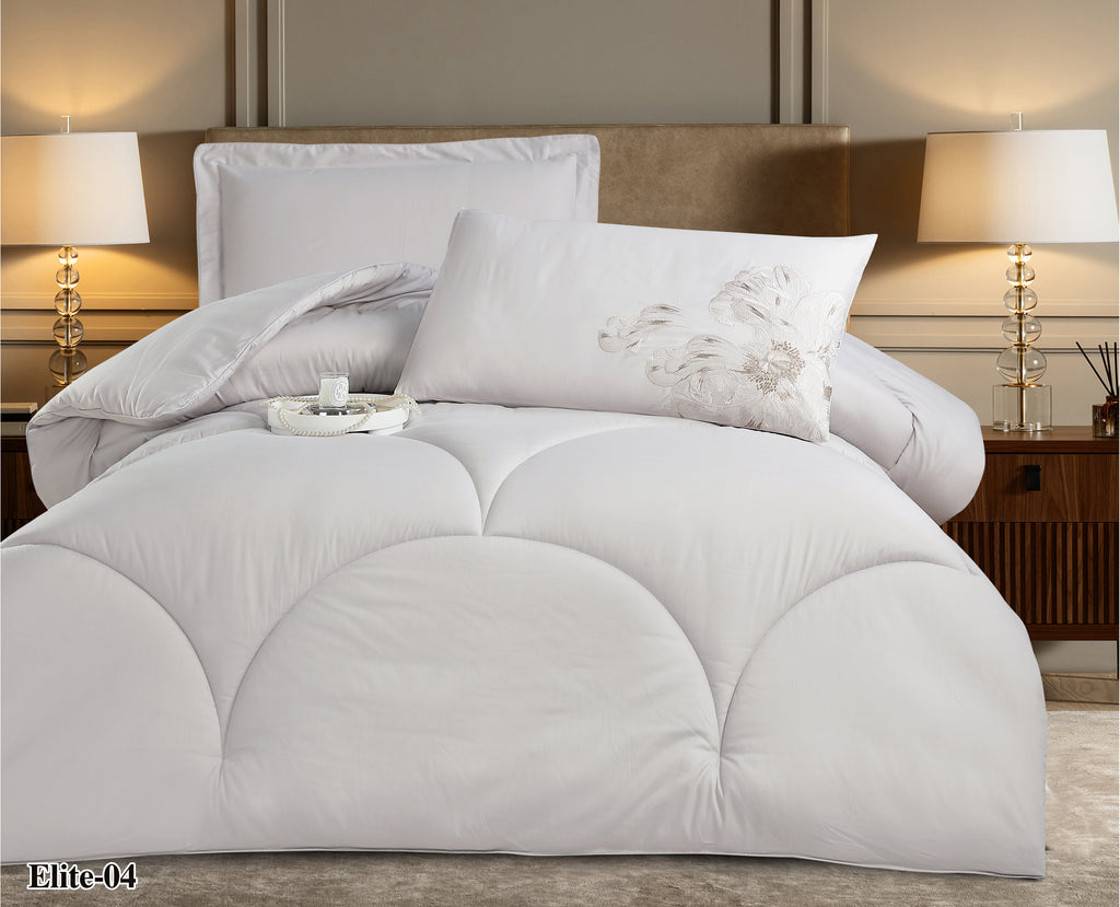 Elite Embroidery Solid Cotton 100% Comforter Set Single Size 4 PCS