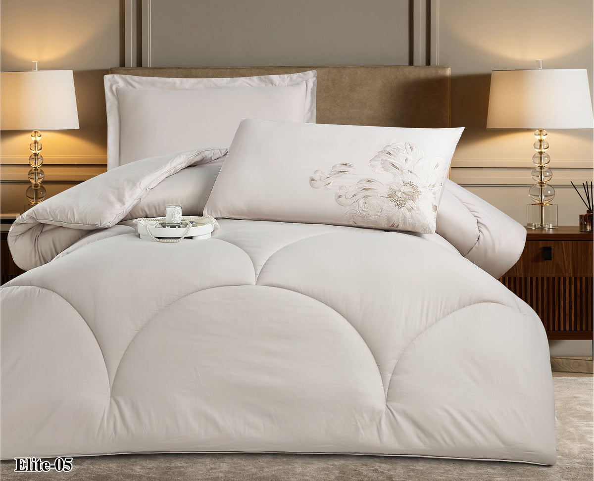 Elite Embroidery Solid Cotton 100% Comforter Set Single Size 4 PCS
