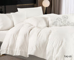 Taj Embroidery Solid 100% Cotton Comforter Set