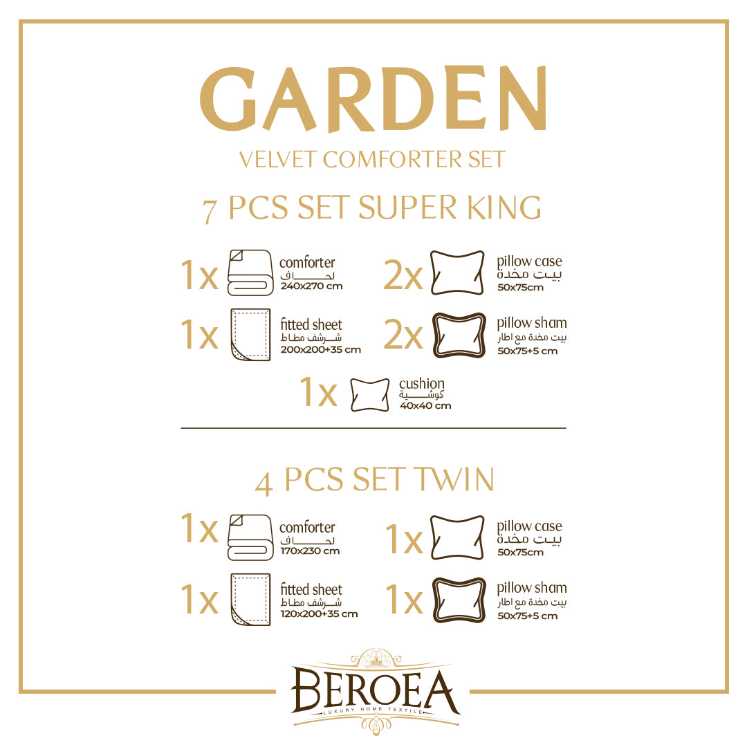  جاردن طقم لحاف مطبوع مخمل فرو — box contents