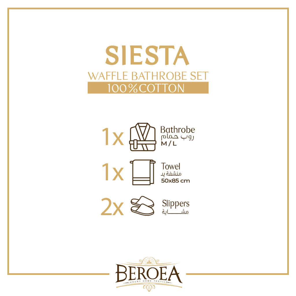 Siesta Waffle Bathrobe 4 pcs set