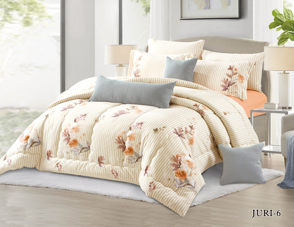 Jouri Printed Microfiber Comforter Set Orange