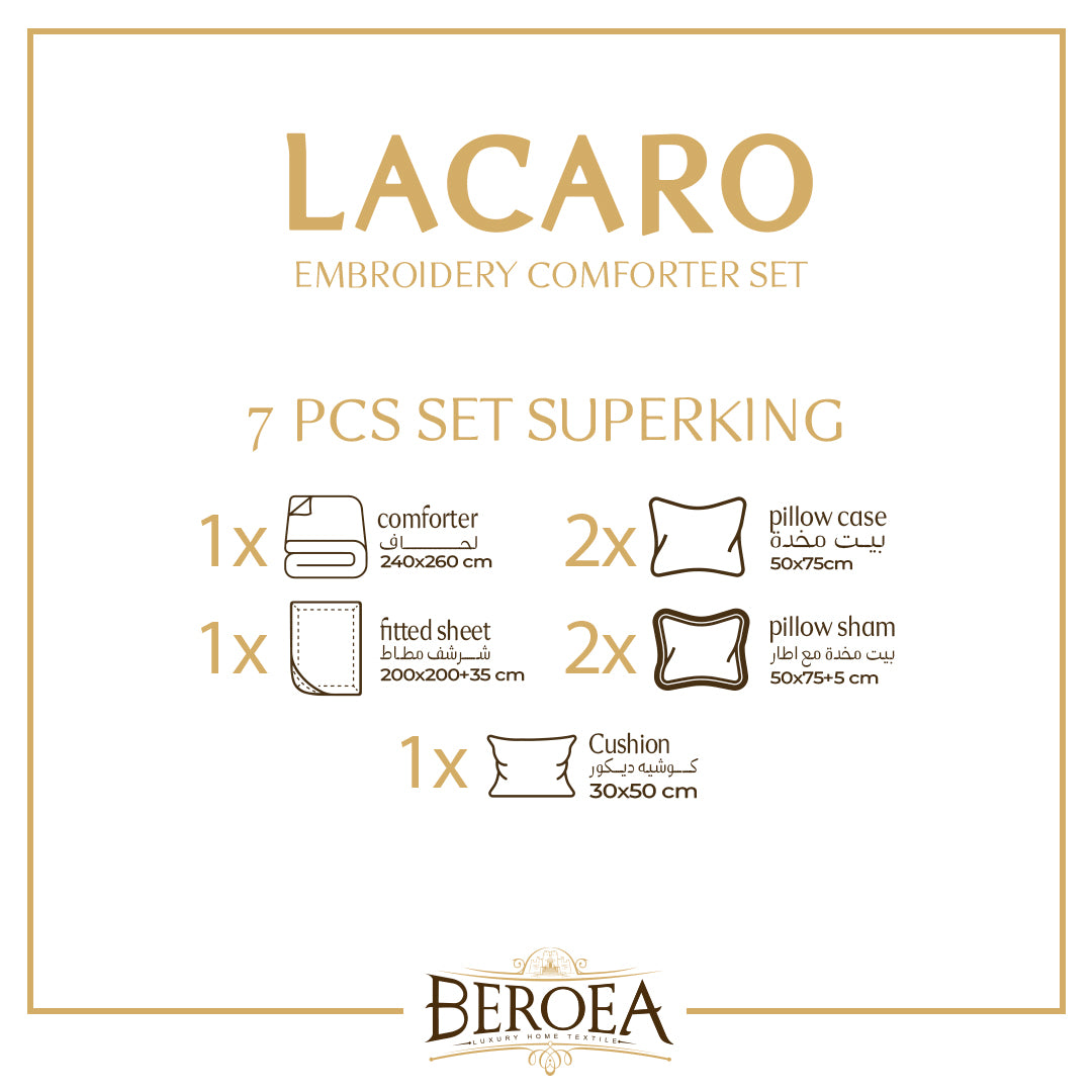 Lacaro Wedding Lace Comforter Set 7 pcs — box contents