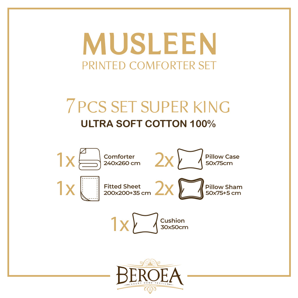 Musleen 100% Cotton Printed Comforter Set