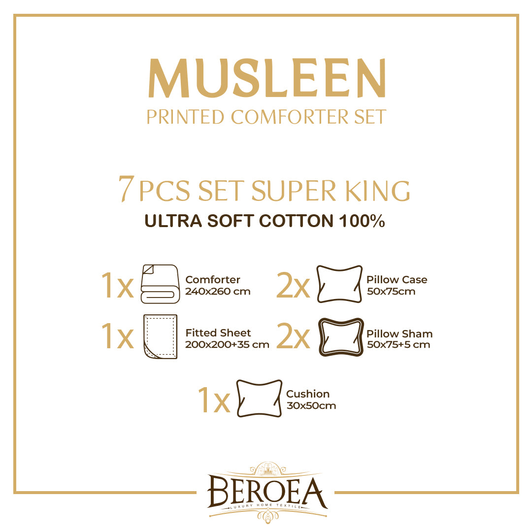 Musleen 100% Cotton Printed Comforter Set