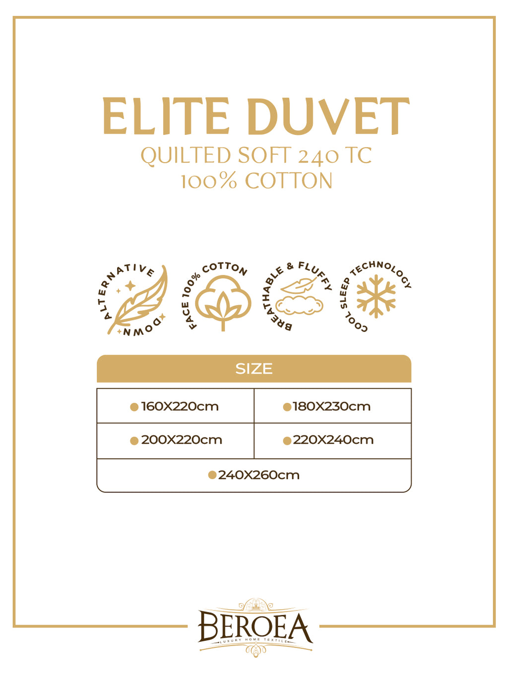 Elite luxury 100% cotton 350 GSM down alternative duvet