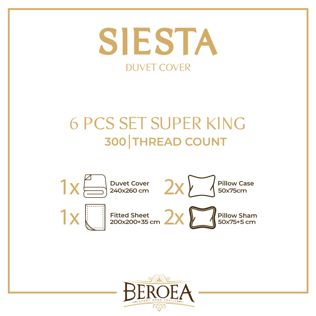 Siesta Luxury Duvet Cover Set Super King Size 300 TC