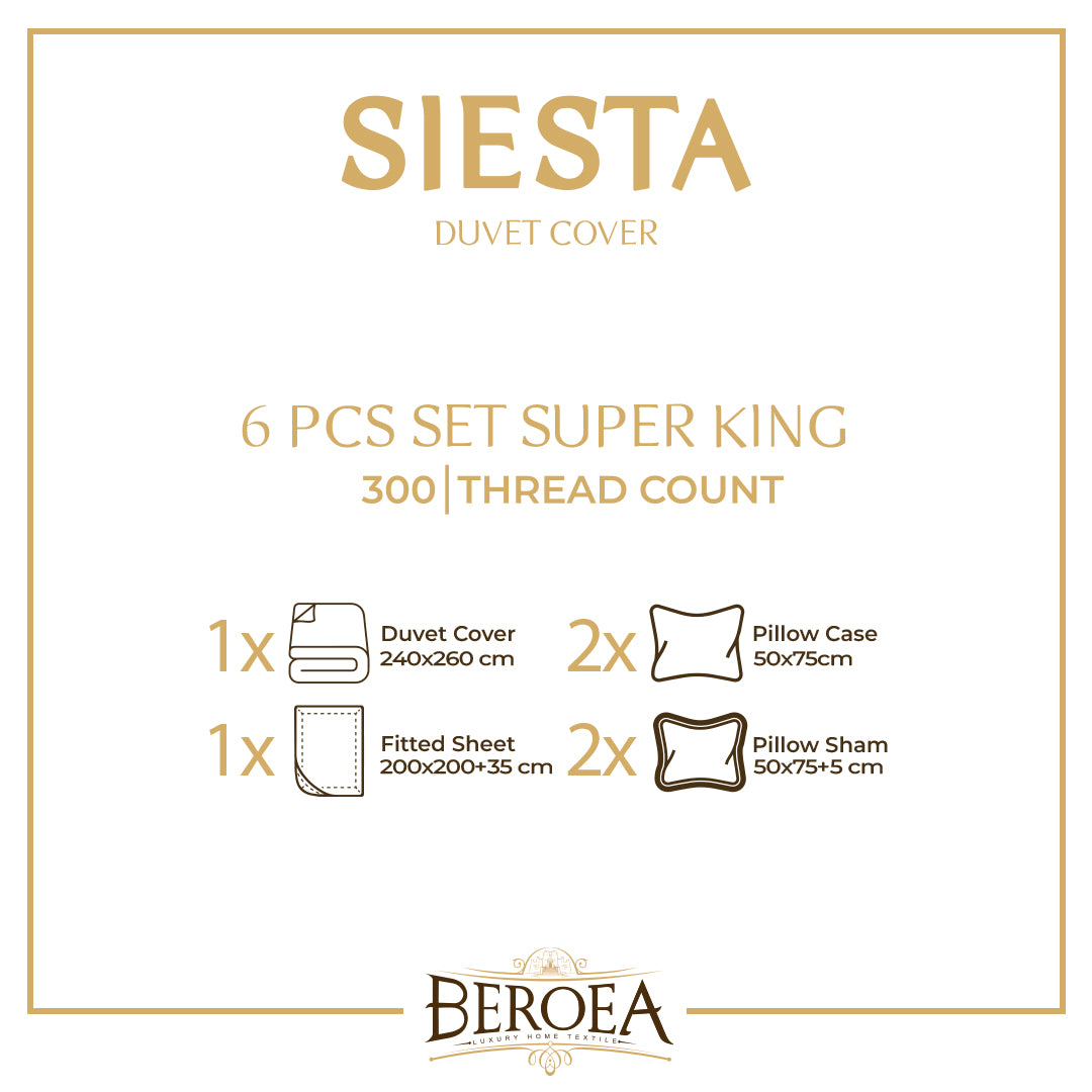 Siesta Luxury Duvet Cover Set Super King Size 300 TC — box contents